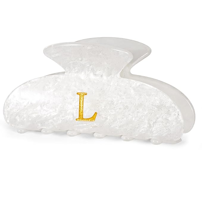 Birthday Gifts for Teens Girls - Initial Letter Hair Clips | Personalized Gifts | Personalized Hair Claws | Birthday Gifts for Women | Christmas Gift for Teens Girl Stocking Stuffers - White,L