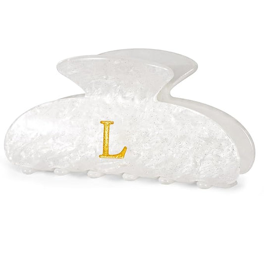 Birthday Gifts for Teens Girls - Initial Letter Hair Clips | Personalized Gifts | Personalized Hair Claws | Birthday Gifts for Women | Christmas Gift for Teens Girl Stocking Stuffers - White,L