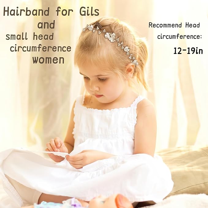 Tanfeine Flower Girl Hair Accessory, Pearl Headpiece for Girls and Women, Wedding, Birthday, Party, and First Communion