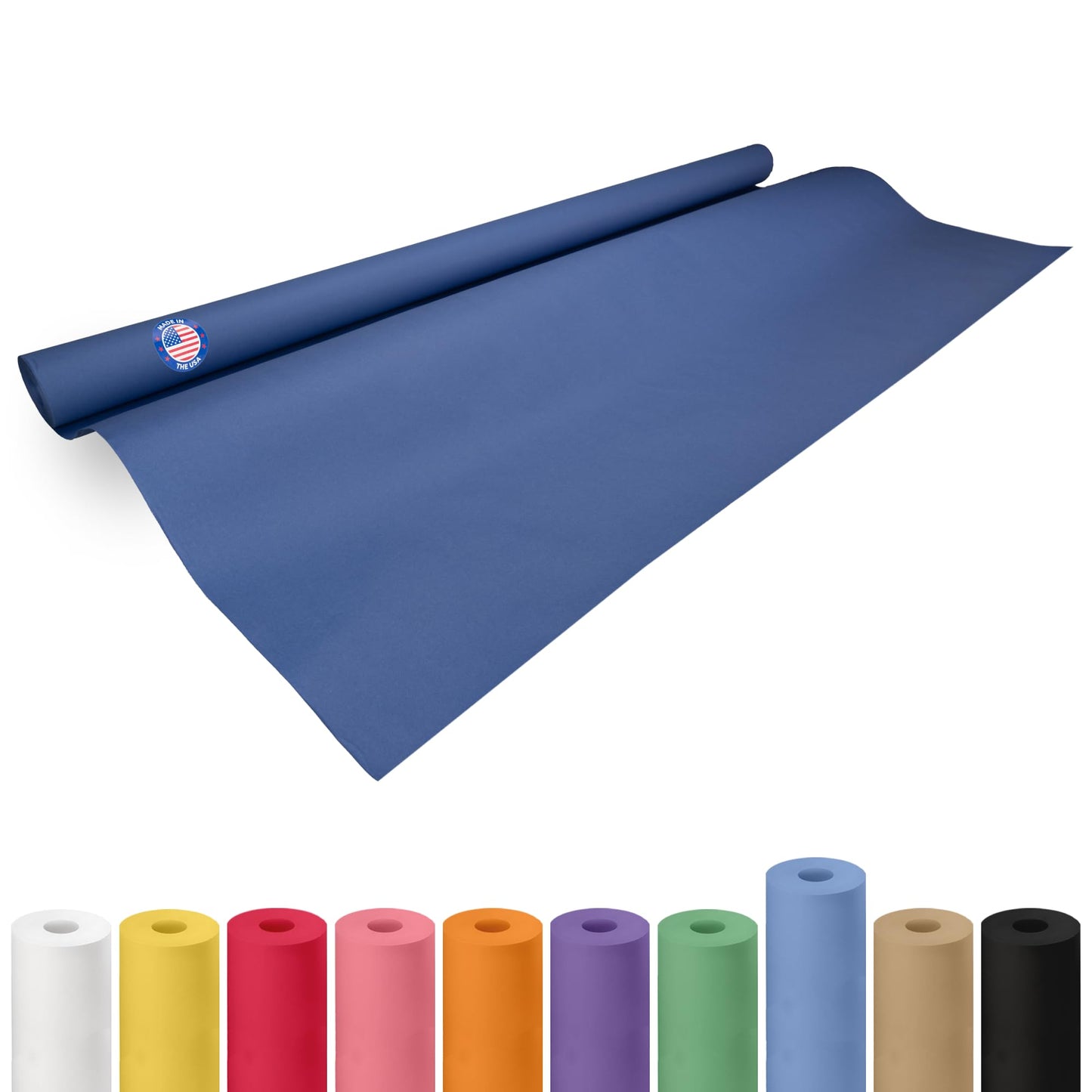 48" x 1200" (100 feet) Blue Kraft Paper Roll - USA-Made Quality Craft Paper for Gift Wrapping, Kids' Arts & Crafts, School Projects - 100% Recycled Natural Material 50lb Thickness by IDL Packaging