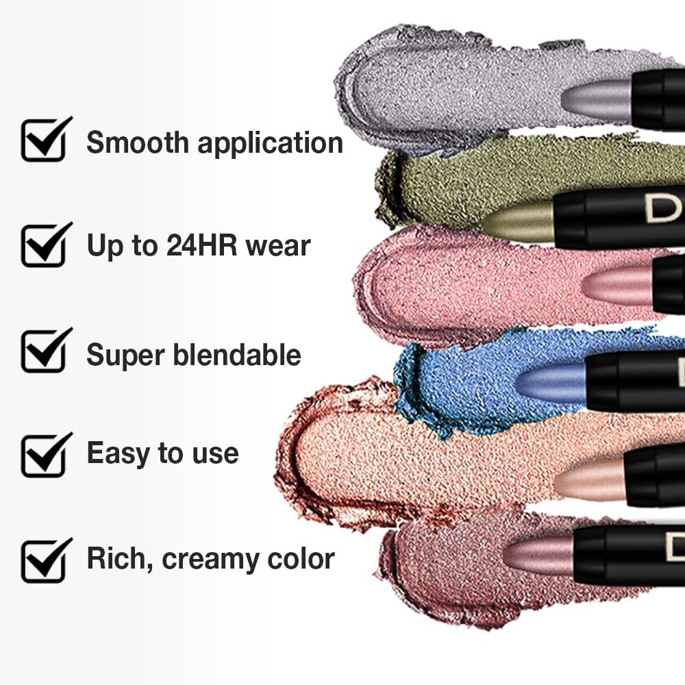 Kaely Cream Eye Shadow Sticks, Rich Brown Shimmer Eyeliner Pencil Eyeshadow Palette Makeup, Eye Highlighter Brightener Stick for Older Women Waterproof Pigmented, sombras para ojos, New-76