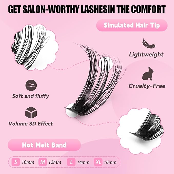Azenlo Azenlo Natural Lash Clusters Kit Wispy Eyelash Clusters 120 pcs Cluster Eyelash Extensions C Curl Individual Lashes 10-16 mm Mix Length Natural Look (40D KIT 120 Pcs)