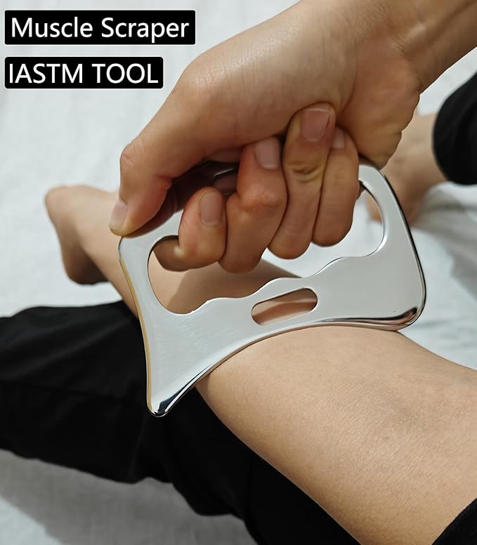 4 in 1 Professional Stainless Steel Muscle Scraper Tool Set, IASTM Therapy Tools with Storage Pouch, Physical Therapy and Soft Tissue Massage Tools