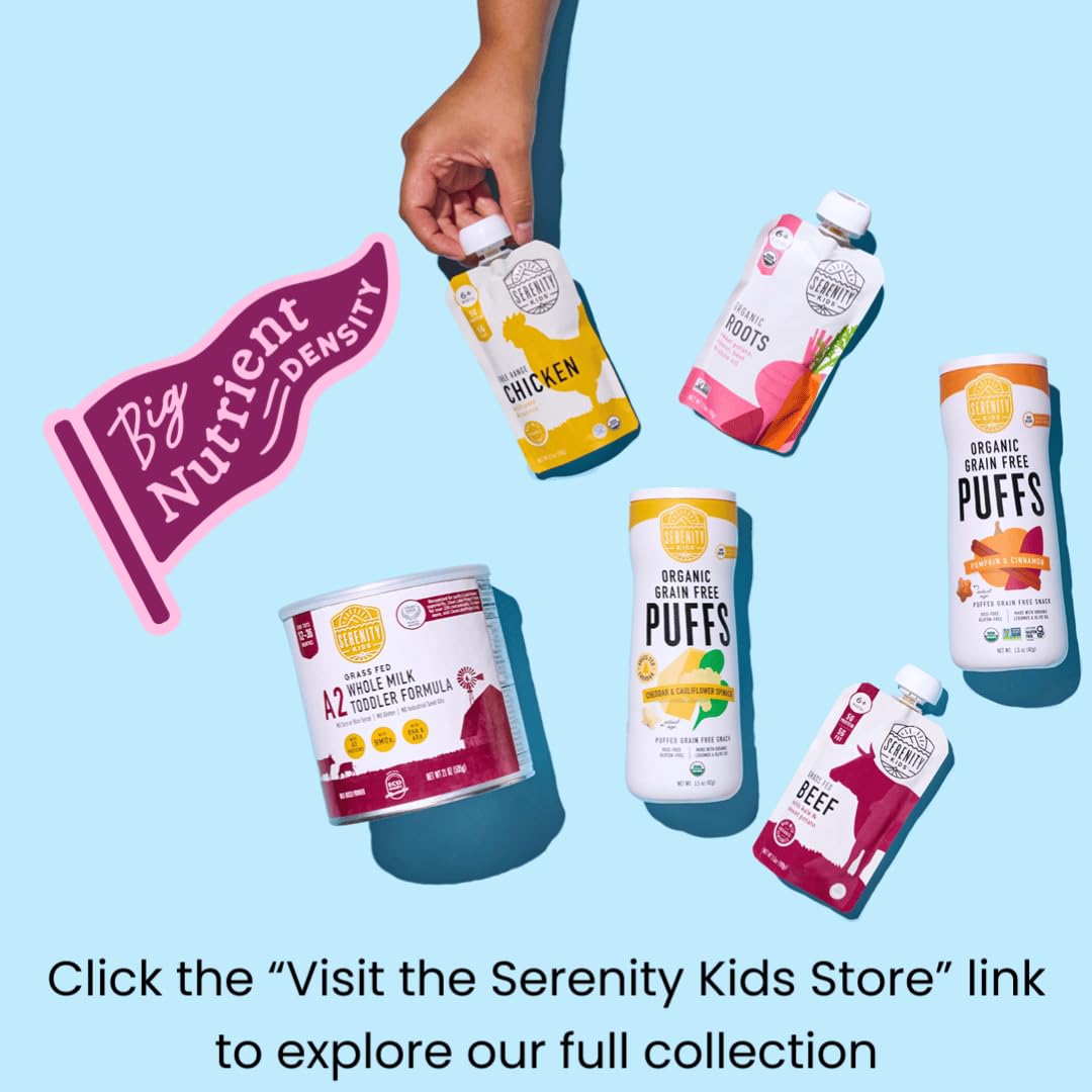 Serenity Kids USDA Organic Baby Food Pouches - No Added Sugar Baby Puree Pouch - Healthy Toddler Snacks & Meals - BPA-Free Recyclable Packaging - 18 Pack, 3.5 Oz