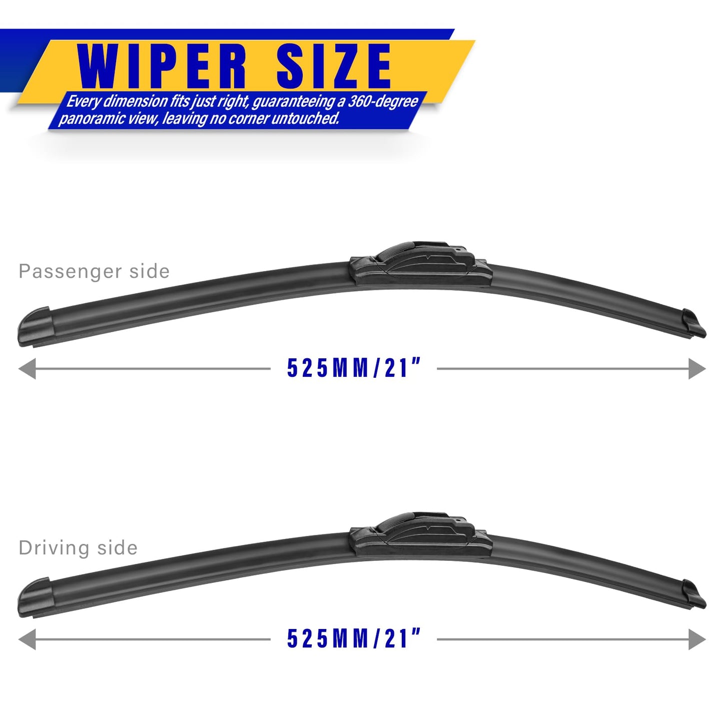 21" 21" Front Windshield Wiper blades Replacement for Jeep Patriot 2007-2017,Grand Cherokee 1999-2010,Nissan NV1500/NV2500/NV3500 2012-2021,Premium All-Season Replacement Automotive Windshield Wipers