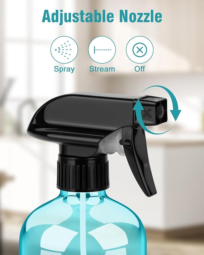 Bontip Glass Spray Bottle, Light Blue Glass Spray Bottle Set & Accessories Refillable for Plants Window Cleaners Aromatherapy Facial hydration Watering Flowers Hair Care (2 Pack/16oz) (Light Blue)