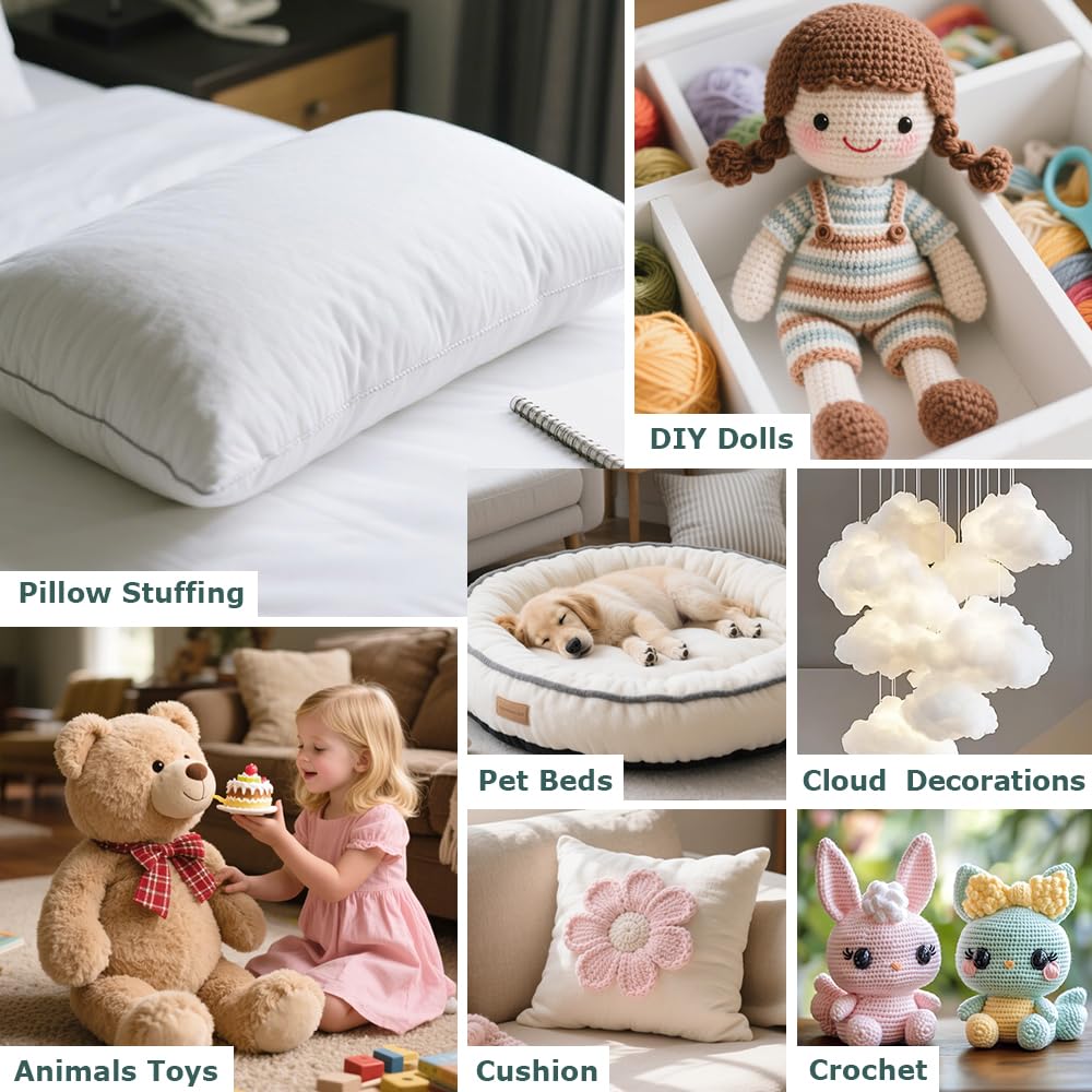 Welacer Polyfill Stuffing, Fluffy Pillow Stuffing for Stuffed Animals, DIY Plush Toys, Cushions, Cloud Decorations, Premium Original White Polyester Filling for Crochet Crafts,2.3lb/36.8oz