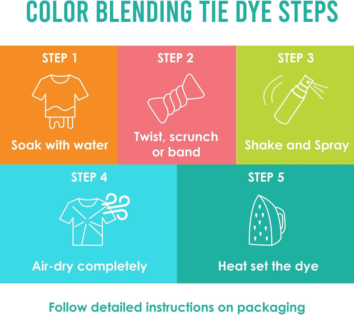 SEI 8 Pack Classic Tie Dye Spray Kit, Tye Dye Kits for Large Groups, Pre-Mixed Water Based Fabric Dye, Spray Bottle Included, Spray Paint for Clothes