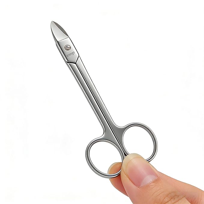 LIVINGO Professional Sharp Small Toenail Scissors - 4.13 Inch Compact Size Stainless Steel Nail Manicure Pedicure Scissors Long Handles for Men & Women Thick and Hard Fingernails