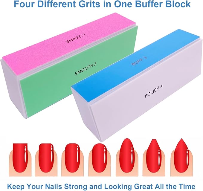 4 Way Nail Buffer Block (6 pcs), Nail Shine Buffers Blocks Files for Natural and Acrylic Nails Smoother Buffing Block Polisher Fingernail File Buffer 120/240/600/3000 Grit for Buffing Shinning