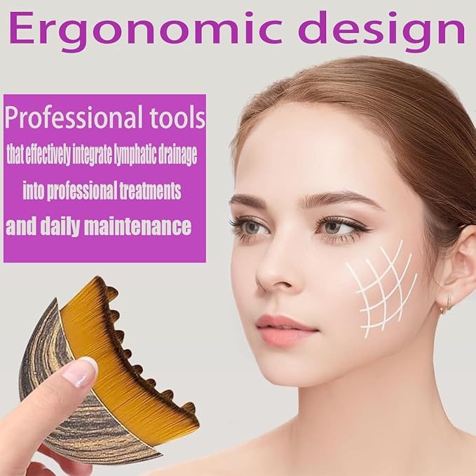 ANGEO Lymphatic Contour Face Brush – Soft Bristle Lymphatic Drainage Massager, Facial Sculpting Tool for Chin & Jawline, Gentle Lymphatic Face Brush for Daily Skincare & Spa Treatments