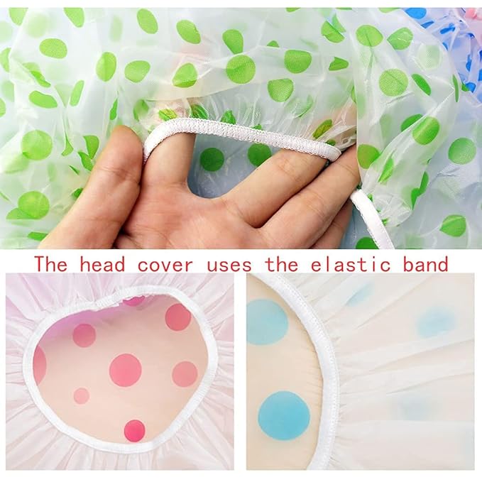Large Shower Caps, 3 Pcs Waterproof Bath Caps Plastic Reusable Shower Caps Elastic Band Bath Hair Hat for Women Ladies