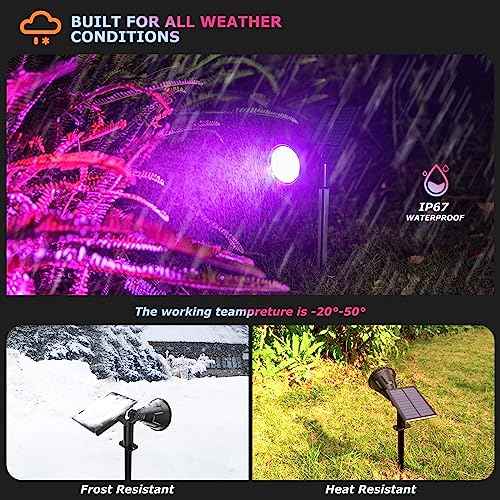 Solar Spotlights Outdoor Color Changing, 180¡ÆAdjustable Flag Pole Lights, IP67 Garden Lights Solar Powered Waterproof, Wall Lights for Garden Pool Area Pond, Landscape Solar Light for Yard
