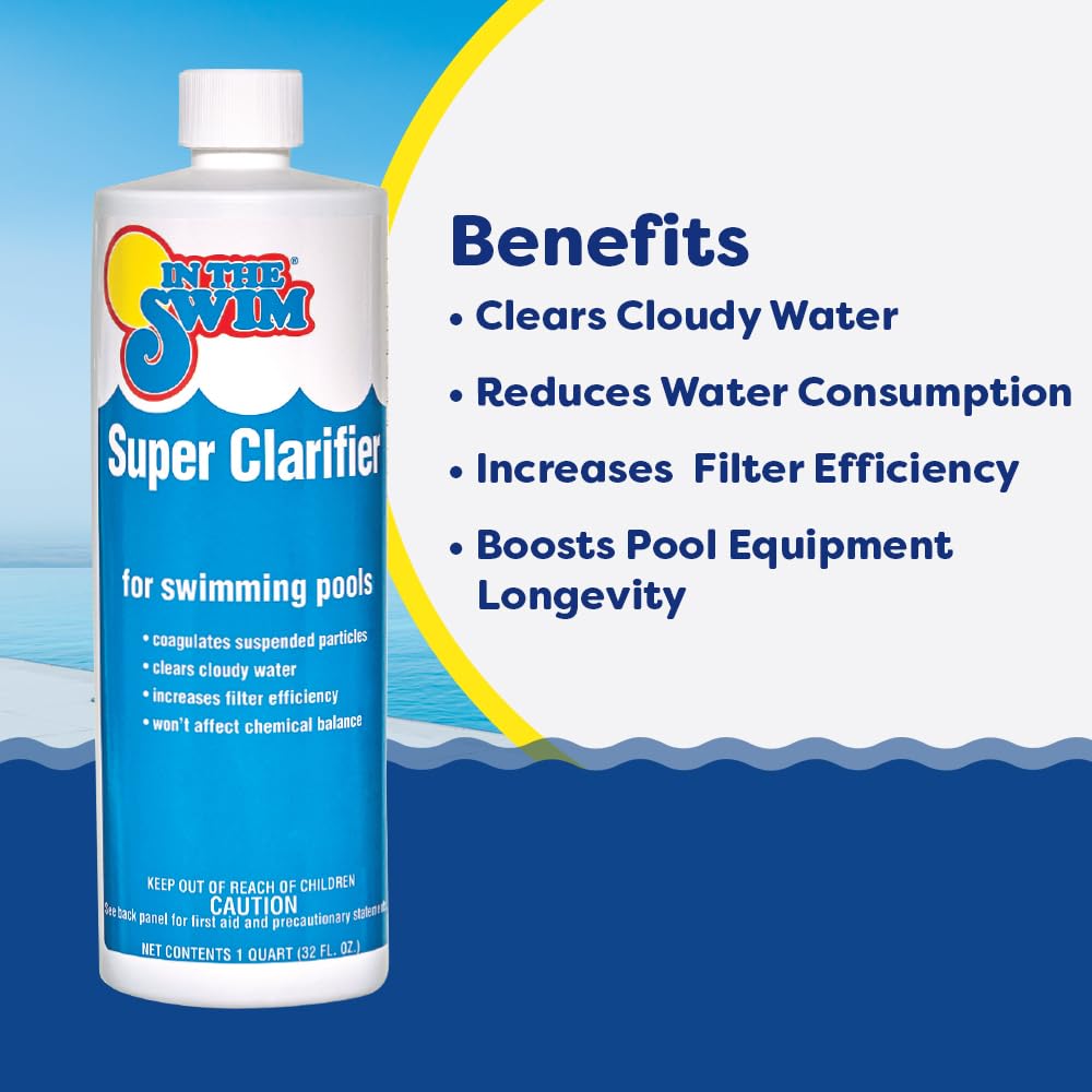 In The Swim Super Clarifier – Fast-Acting, Highly Concentrated Pool Water Clarifier for Crystal Clear Water & Improved Filter Efficiency – for Sand & Cartridge Filters - 1 Gallon