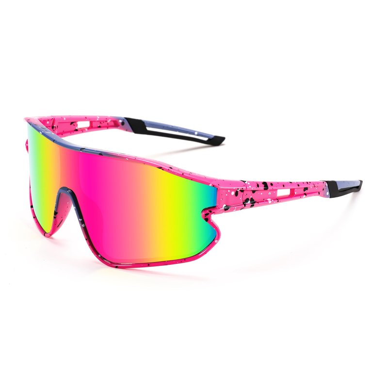 FEISEDY Unisex Youth Sunglasses, Teens Baseball Tennis Sunglasses, UV400 Sports Boys Girls Cycling Shades B4064 (Pink Frame/Purple Red Mirror)