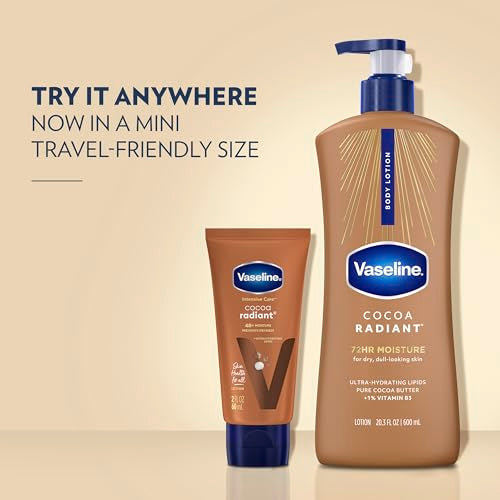 Vaseline Intensive Care Body Lotion Cocoa Radiant 3 count for Dry Skin Lotion Made with Ultra-Hydrating Lipids and Pure Cocoa Butter for a Long-Lasting, Radiant Glow 20.3 Oz