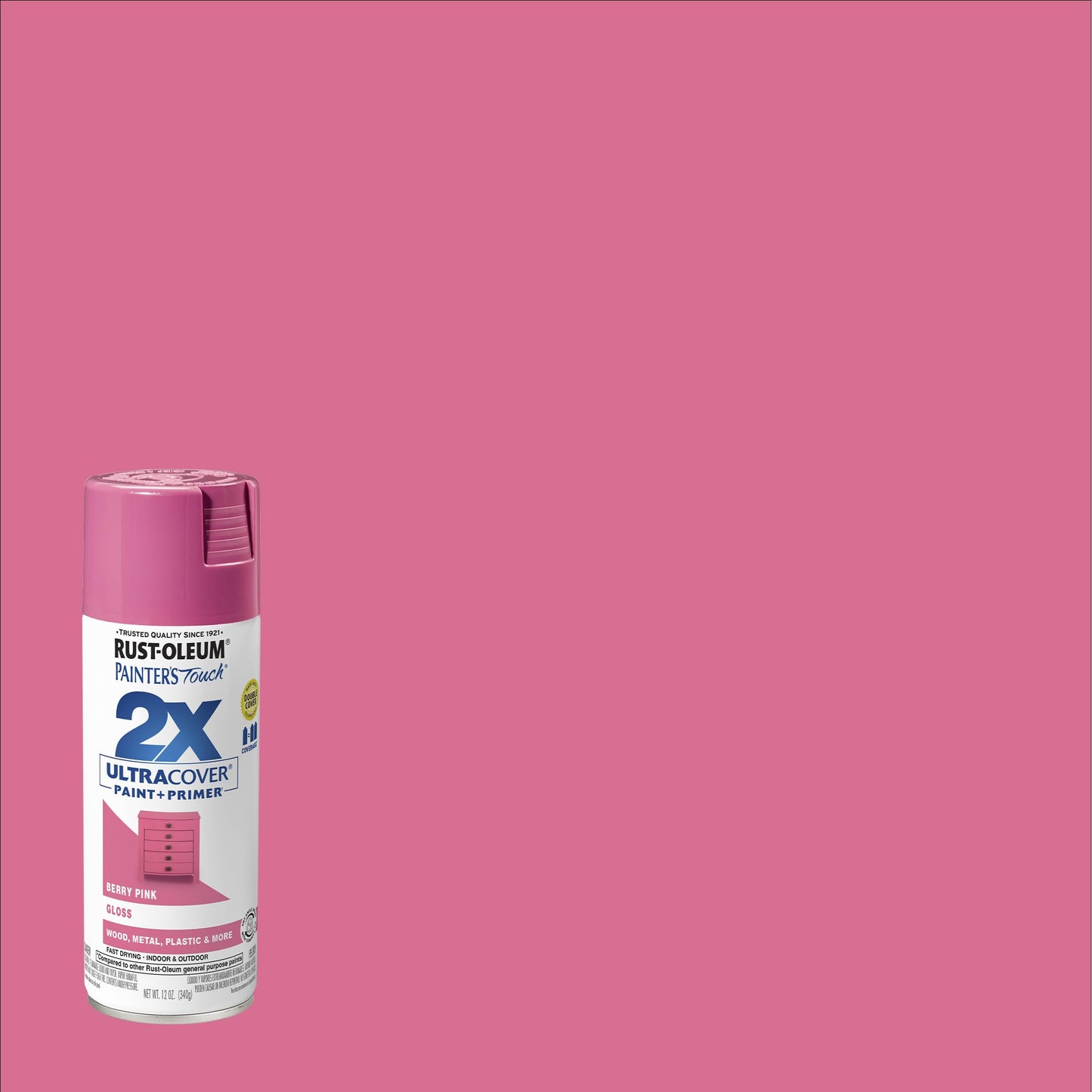 Rust-Oleum 334025-2PK Painter's Touch 2X Ultra Cover Spray Paint, 12 oz, Gloss Berry Pink, 2 Pack