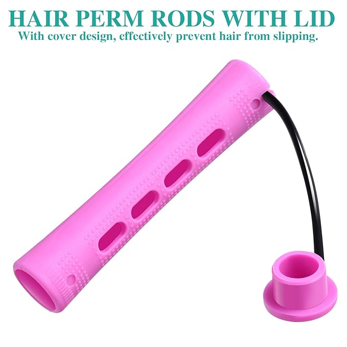WILLBOND 60 Pcs Perm Rods for Long Hair Plastic Curl Rods Cold Wave Irons Curling Roller for Hair Styling Hairdressing Tools (0.75 Inch,Purple)