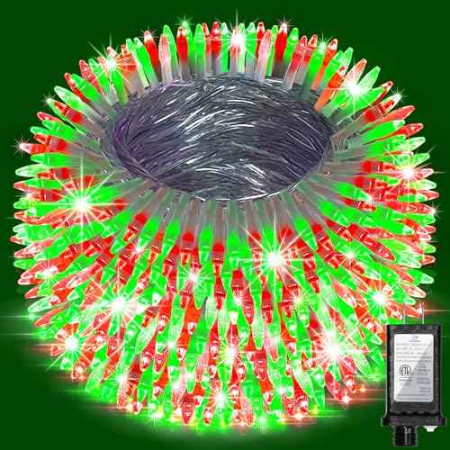 1500 LED Chrstmas Lights, 470ft Outdoor Christmas String Lights with 12 Modes, Red & Green LED String Lights with Timer Dimmable Waterproof for Tree Fence Garden Xmas Wedding Party Decor Red & Green