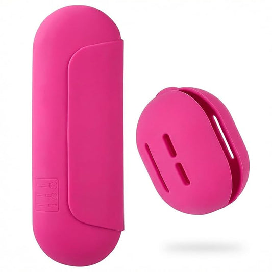 2 IN 1 Silicone Makeup Brush Holder with Beauty Make Up Sponge Holder Case：Soft Portable Cosmetic Face Brushes Holder with Upgrade Anti-Fall Out Magnetic Closure - Babbie Pink