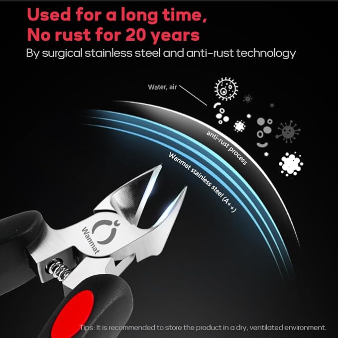 Toe Nail Clipper for Ingrown or Thick Toenails,Toenails Trimmer and Professional Toenail Nipper for Seniors with Stainless Steel Surper Sharp Blades (Soft Handle Nail Clippers for Thick Nails)
