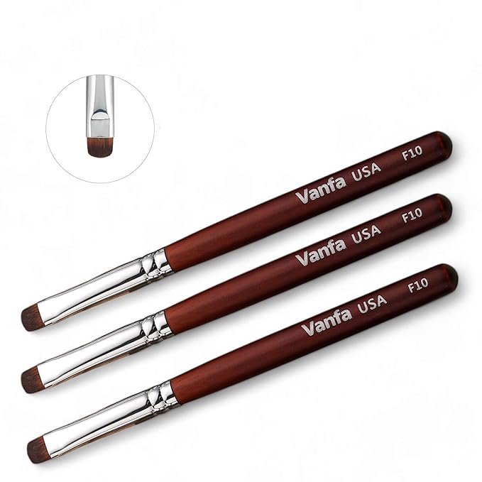 Vanfa French Brush for Nails, Clean up brush for Gel Nail Polish (F10 - Pack of 3)