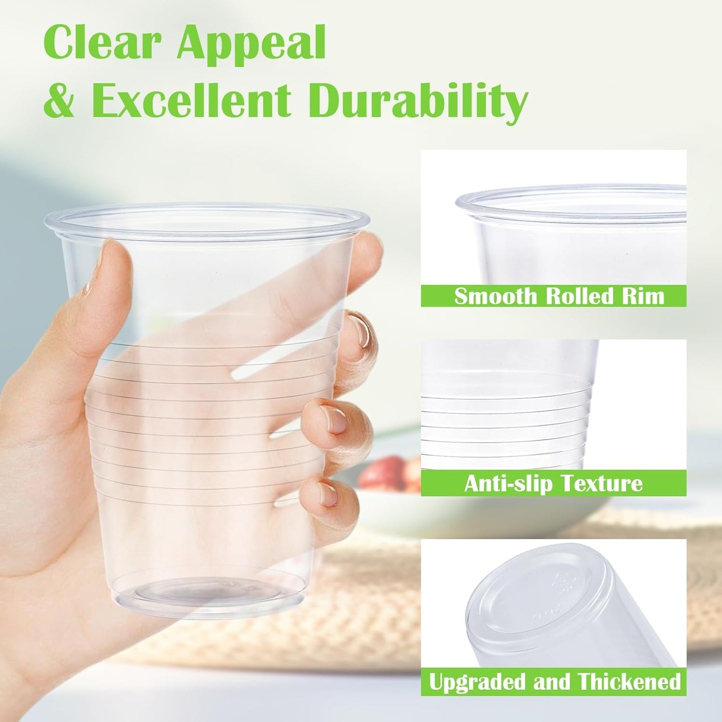 Lamosi 300 Pack 12 oz Clear Plastic Cups,12 Ounce Disposable Cups, Cold Drinking Cups for Party, Picnic, BBQ, Travel, Halloween, Christmas, Events