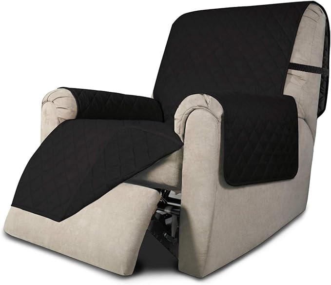 Easy-Going Recliner Chair Slipcover Reversible Sofa Cover Water Resistant Couch Cover Furniture Protector with Elastic Straps for Pets Dog (Recliner, Black/Black)
