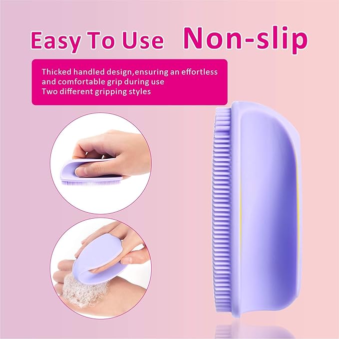 Silicone Face Scrubber with Body Scrubber for Shower Gentle Exfoliating,Soft Bristles Bath Washing Brush for Women Men-3pcs Deep Pore Cleansing Brushes Skin Care Tool for All Skin Types