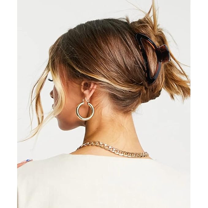 Canitor 4Pcs Women's Hair Claw Clips - Semicircle Acrylic Clips for Thick, Thin and Medium Hair