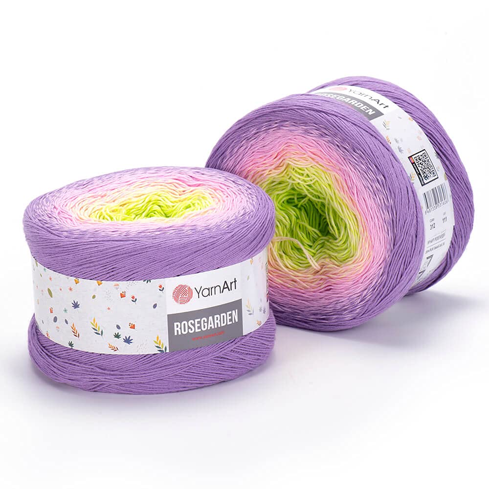 Yarn Art Flowers Rosegarden 100% Cotton 250gr 8.80 oz 1094yds Multicolor Cotton Yarn Rainbow Crochet Yarn Spring Summer (312)