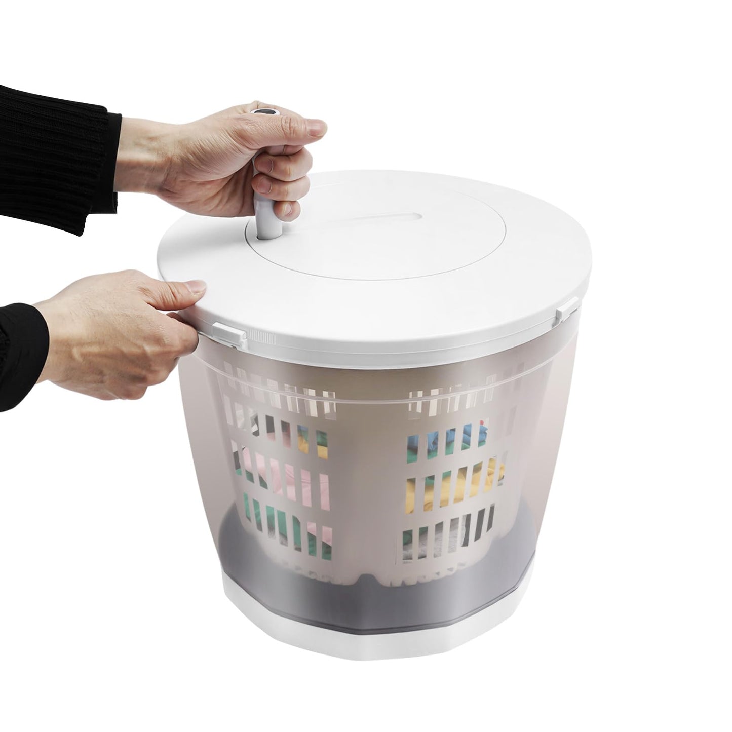 Hand Crank Washing Machine 2 in 1 Non-Electric Washer Manual Traveling Outdoor Washing Machine Portable Mini Compact Washer Spin Dryer for RV Travel