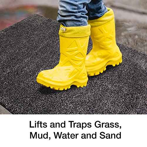 Eurow Trek N' Clean Soft & Plush Microfiber Traction Floor Mat, Super Absorbent, Fast-Drying, Anti-Slip Rug for Entryway, Kitchen, Bedroom, Traps Dirt, Mud & Water, 36 x 23.5 in, Gray and Black