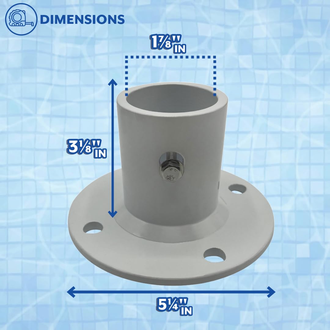 Poolzilla 2-Pack Deck Anchor Flange in White, Diameter of 1 7/8", Made of High Grade Cast Aluminum