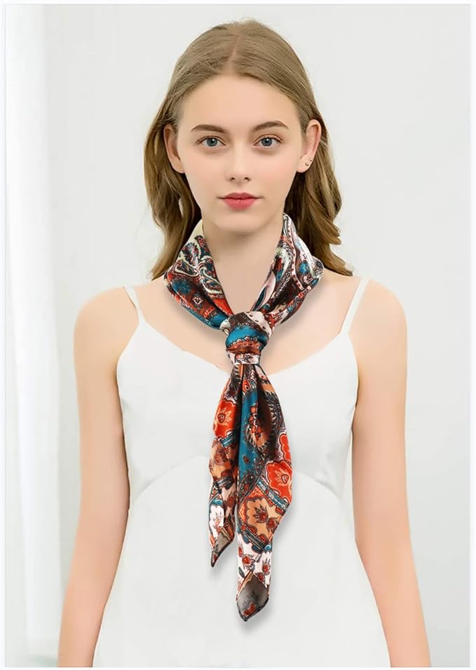 vimate 35" Square Silk Like Head Scarf - Women's Fashion Satin Scarf Bandana for Hair Wrapping at Night.