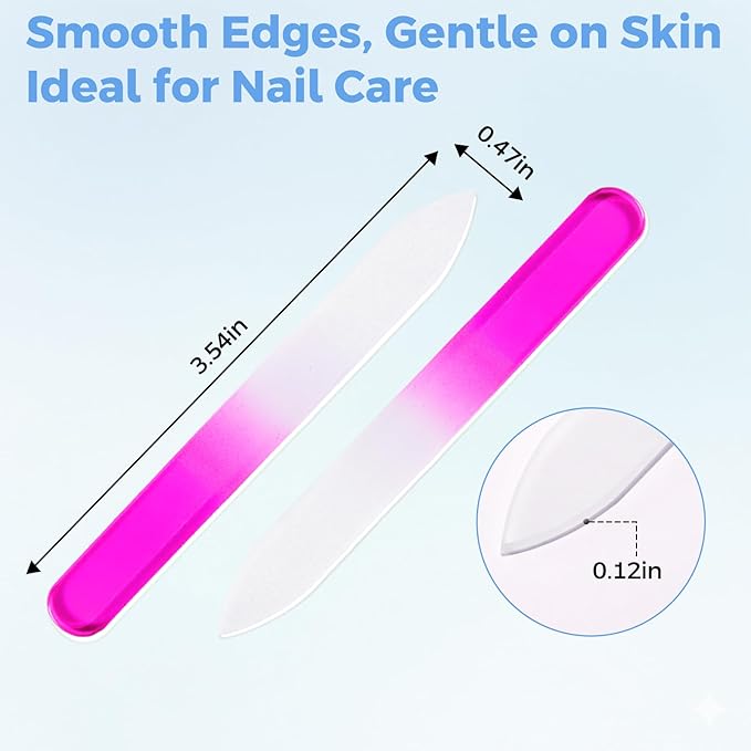 SIUSIO 20PK 3.5 Inch Professional Czech Short Crystal Glass Baby Nail Files Buffer Mini Manicure Kit Set Gradient Rainbow Color for Nail Polishing - The Best Emory Boards for Fingernail & Toenail Care