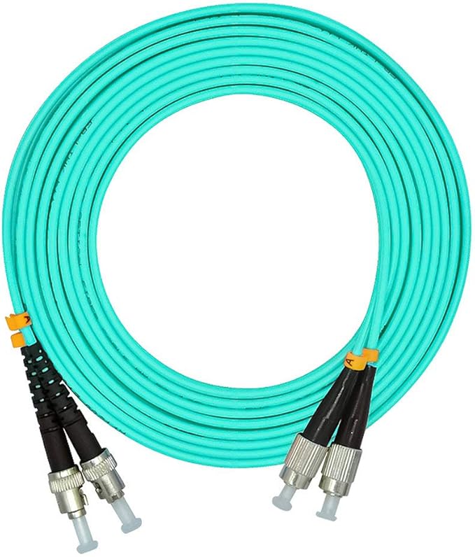 Jeirdus 20Meters 65ft FC to ST Duplex 50/125 10G OM3 Multi-Mode Fiber Optic Cable Jumper Optical Patch Cord FC-ST