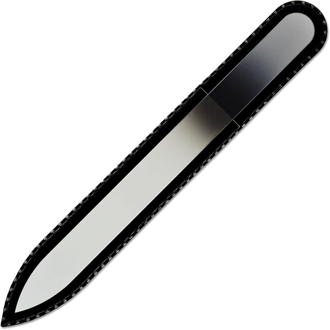 Mont Bleu Rainbow Crystal Nail File in Black Pouch - Czech Tempered Glass - Handmade in Bohemia (Czech Republic)