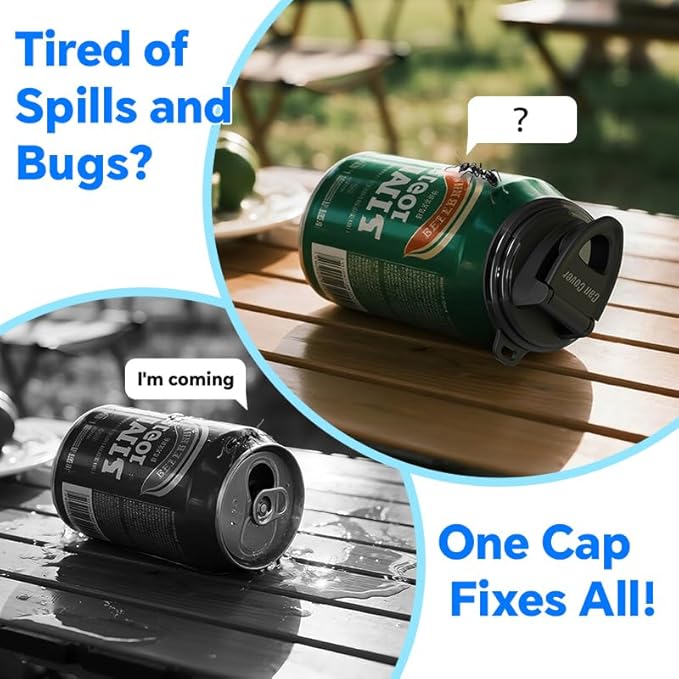 6-Pack Soda Can Lids – Reusable BPA-Free Can Covers for Soda, Beer & Energy Drinks, Universal Fit 202/206 Cans (2.08 & 2.32IN Rims), Helps Keep Drinks Fresh & Clean