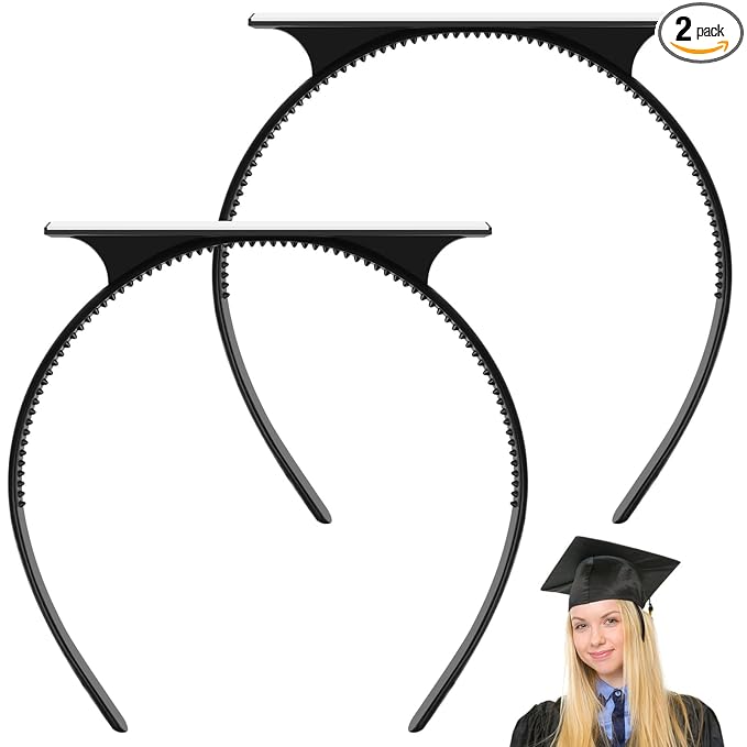 Phoncoo 2 Pack Graduation Cap Headband, Upgrade Grad Cap Headband Insert - Secures Your Graduation Caps and Keeps Hairstyle