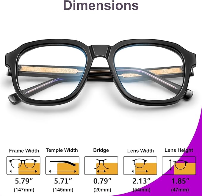 VISOONE Oversized Square Blue Light Blocking Glasses Fashion Computer Eyewear for Women and Men BENNETT