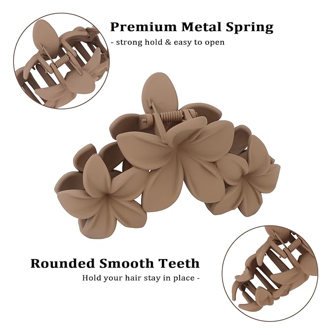 Hawaiian Flower Hair Clips Large Matte Hair Claw for Women Non-Slip Strong Hold Clips for Thick Hair, Hair Accessories for Women