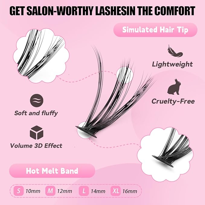 Azenlo Natural Lash Clusters Kit Wispy Eyelash Clusters 120 pcs Cluster Eyelash Extensions C Curl Individual Lashes 10-16 mm Mix Length Natural Looks (30D KIT 120 Pcs)