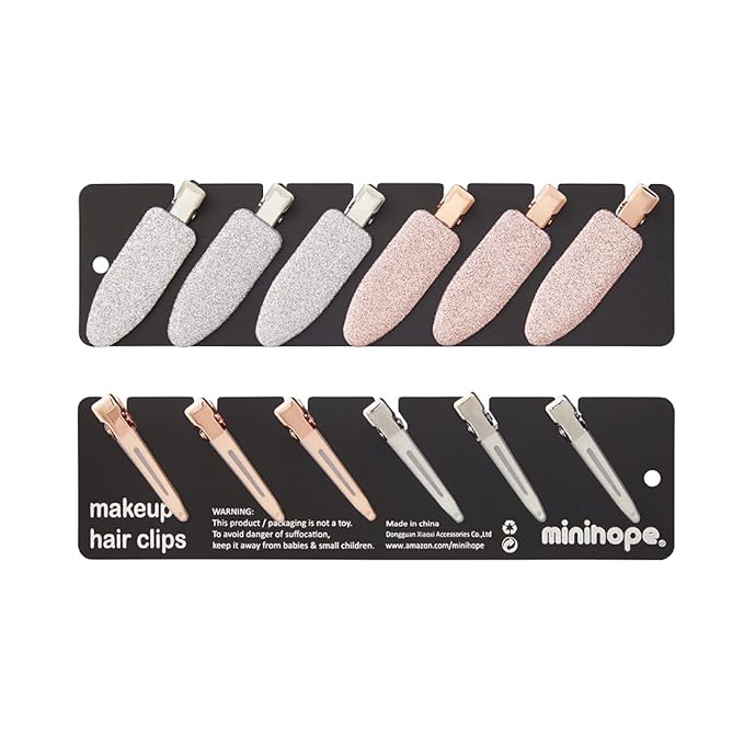 minihope 12 pieces No Bend Hair Clips, Curl Pin Clips, No Crease Hair Clips for Makeup Application，2022 style, non-slip.Hair won't get caught between plastic attached to metal. (Shiny)…