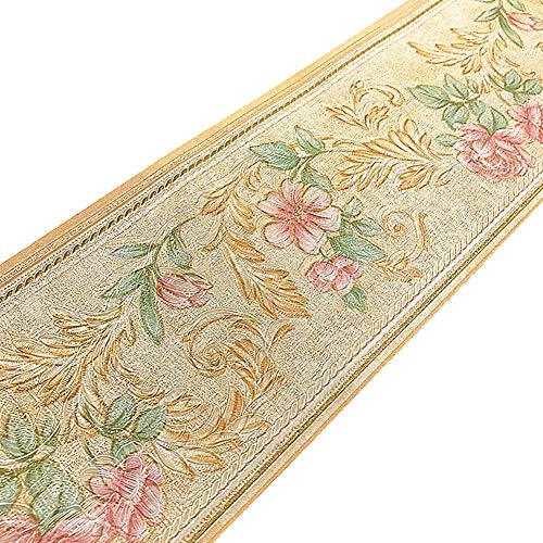 Simplemuji Orange Wallpaper Flowers Border Peel & Stick Wall Covering Kitchen Bathroom Bedroom Tiles Decor Sticker,4 Inch by 16.5 Feet