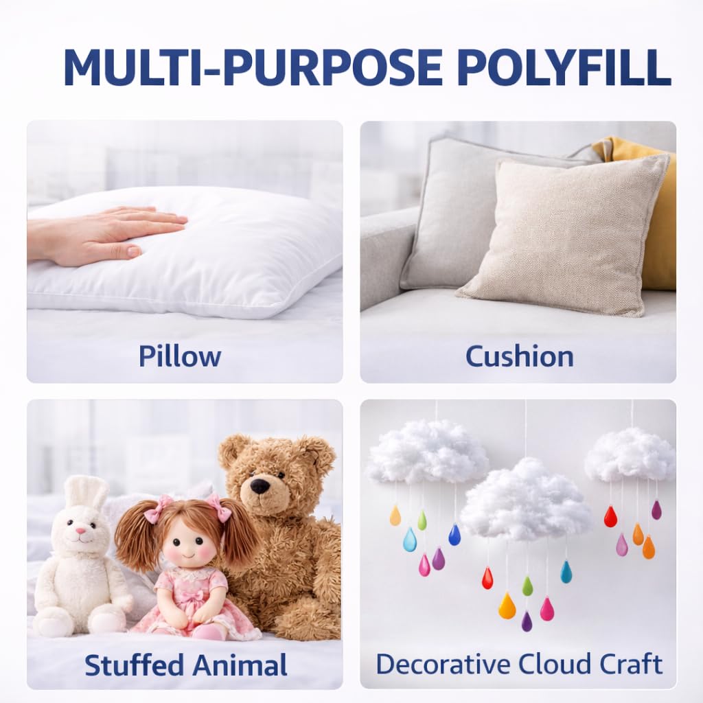 Welacer Polyfill Stuffing 19.2oz/544g for Small Crafts, Premium Polyester Fiber Fill for Stuffed Animals, Crochet Toys, Cushions & DIY Projects, Soft High Resilience, Machine Washable