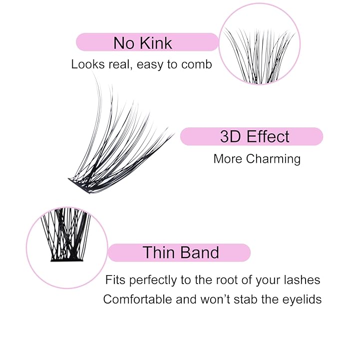 Cluster Lashes 40D Eyelash Clusters Mixed Tray Wispy Lash Clusters Extensions D Cluster Eyelash Extensions Individual Lashes DIY Lash Extension (40D-0.07D-9-16mm)