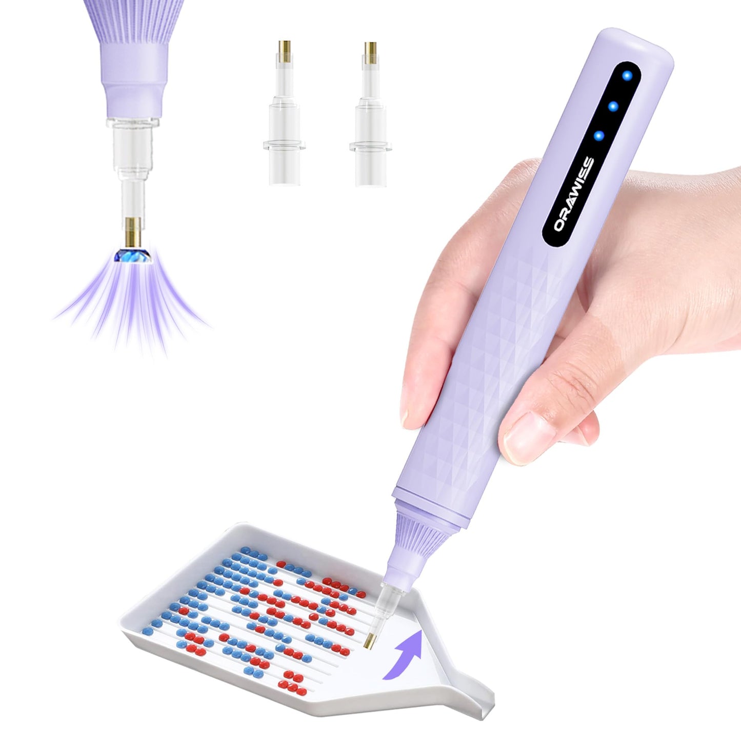 Electric Diamond Painting Pen, Vacuum Diamond Art Pen no Wax Needed | Cordless & Quiet | Rechargeable Battery | Lightweight | Diamond Art Accessories for Adults | Gift for Gem Dimond Art Fans - purple