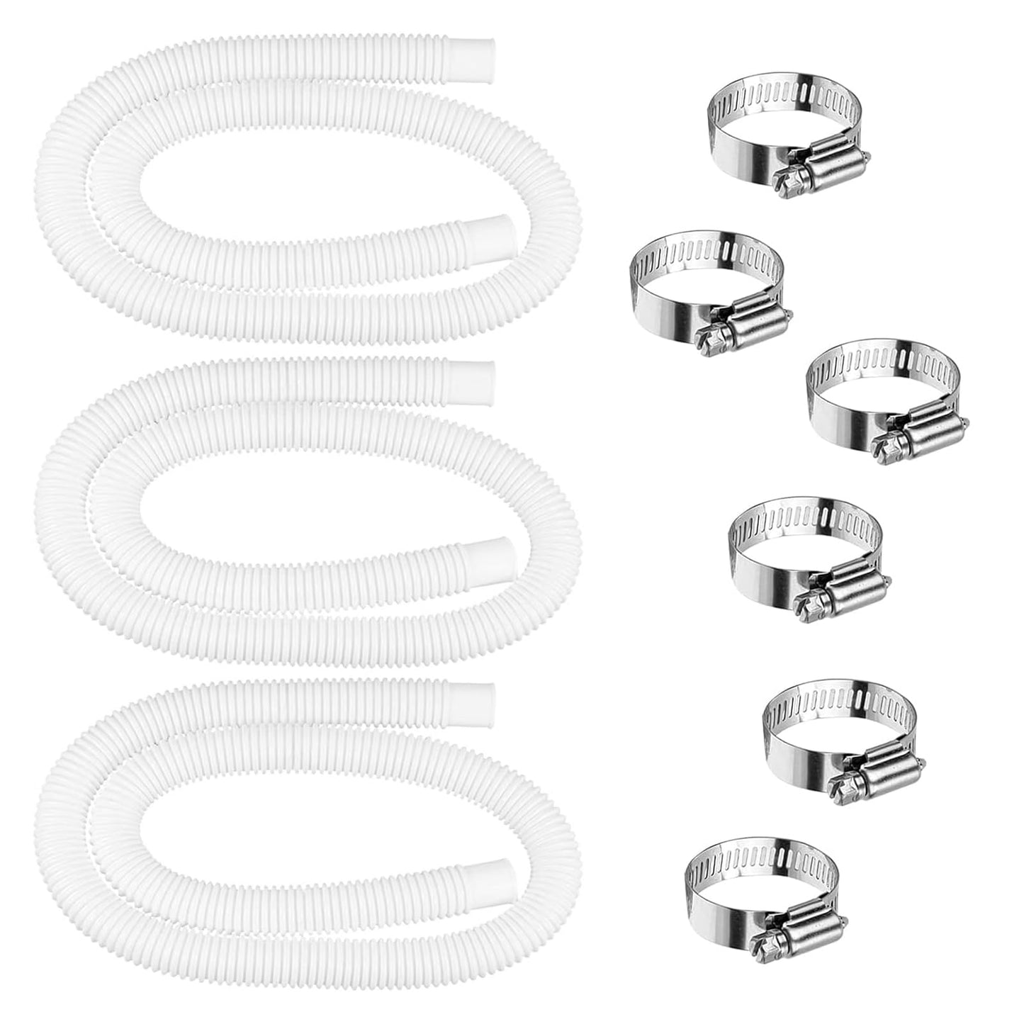 3 Pcs 1.25" Pool Hose, 59" Long Accessory Pool Pump Replacement Hoses, Compatible with All Above Ground Pool Filter Pumps that Use 1 1/4 Diameter Hoses