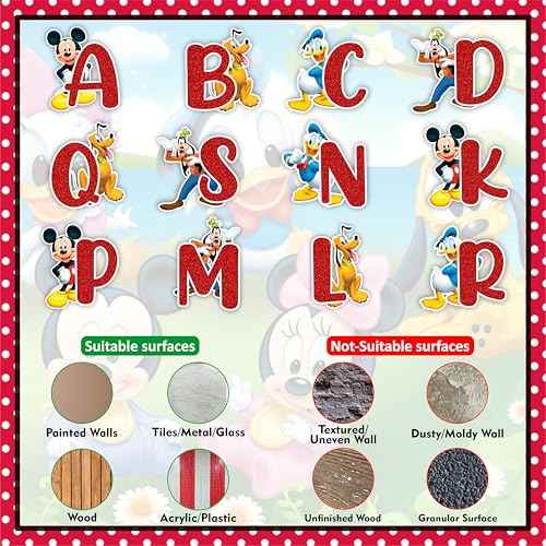 Micky Mouse Alphabet A?Z Wall Sticker ? Cartoon Character Educational Wall Decals for Room, Nursery, Classroom, Playroom ? Removable and Waterproof Alphabet Wall Art for Learning and Decoration